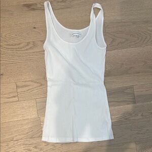 Women's White Ribbed Tank Top